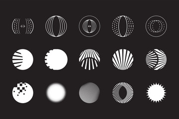 Wall Mural - universal geometric shapes set. design forms on black background