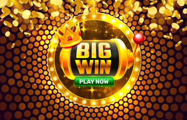 Wall Mural - Big Win casino coin, cash machine play now.