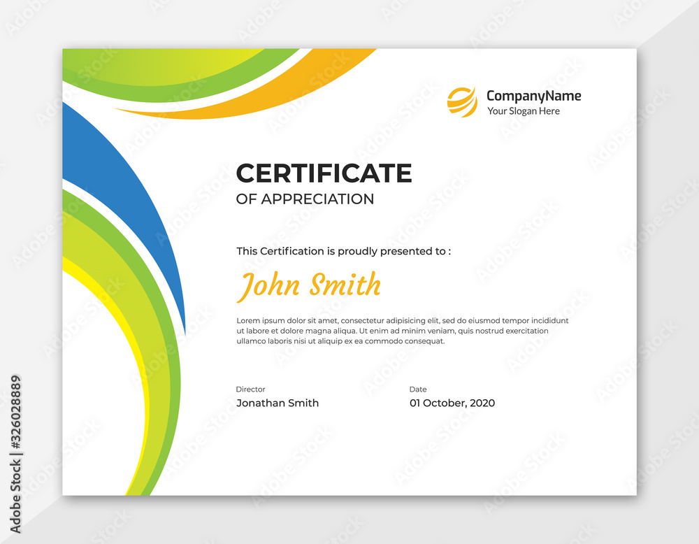 Colored Waves Certificate Design Template Stock Vector | Adobe Stock
