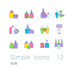 Poster - Set of Simple line Icons of B2B