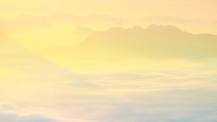 Sea of mist and the sunrise Background.