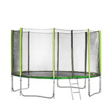 Fototapeta Góry - green trampoline with safety net on white background