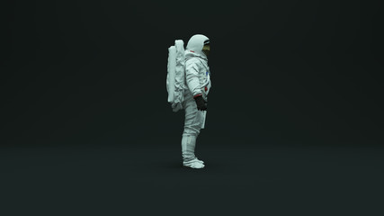 Wall Mural - astronaut with gold visor and white spacesuit with dark grey background with neutral diffused top ki