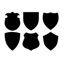 Set Of Blank Empty Dark Shields Shield Badge Vector Shapes Icon Isolated On White Background 