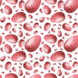 © Svitlana - Seamless pattetn with watercolor bright red quail easter egg with spots.