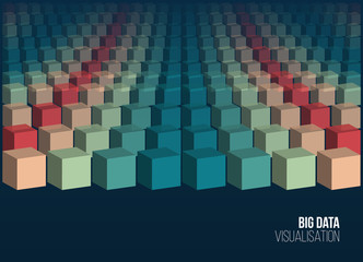 Big data visualization. Background with square array. Connection structure. Data array visual concept. Big data connection complex.