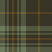 Plaid Pattern Seamless Background. Dark Herringbone Check Plaid Texture In Brown And Olive Green For Flannel Shirt, Blanket, Throw, Duvet Cover, Or Other Autumn Winter Fabric Print.