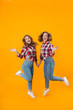 © Drobot Dean - Full length image of two young beautiful girls smiling and waving together