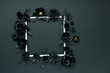 © EkaterinaVladimirova - Black paper flowers, floral background, bridal bouquet, wedding, quilling, Square frame
