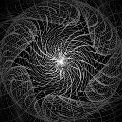 Space, birth of star. Abstract linear black and white Spiral Background. High Saturated. Gradients Different Geometrical Shapes