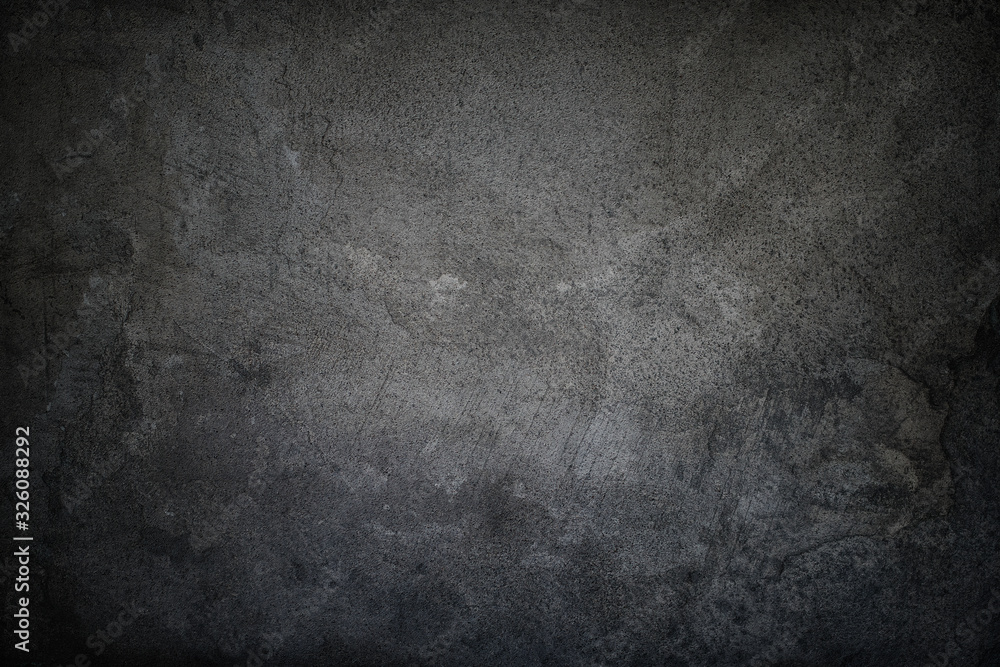 Black grungy faded stucco, concrete and cement pattern, Textured Background. - obrazy, fototapety, plakaty 