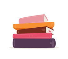 Vector Stack Of Books. Pile Of Books Isolated On White Background. Colorful Illustration