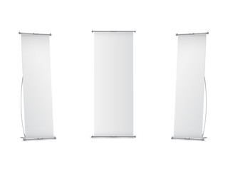 Wall Mural - indoor blank l-stand banner for design presentation. vector illustration on white background