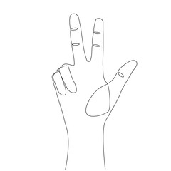 Wall Mural - Peace sign one line drawing on white isolated background. Vector illustration