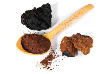 Chaga Mushroom Powder with wooden Spoon - Natural Minerals