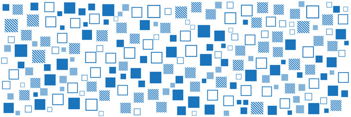 Blue square pattern background for wide banner