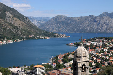 Wall Mural - Church of Our Lady of Remedy Kotor bay landscape Montenegro