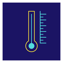 Aufkleber - Modern icon illustration of thermometr on blue backdrop. Blue background. Vector icon. Graphic vector art. Simple element illustration. Social media web banner.