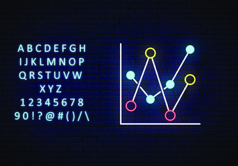 two network diagram icon neon