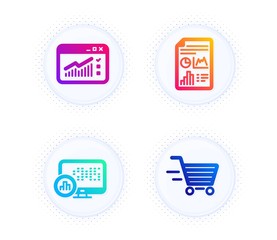 Wall Mural - report statistics, web traffic and report document icons simple set. button with halftone dots. deli