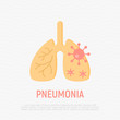 Pneumonia thin line icon. Inflammation in lungs. Coronavirus. Modern vector illustration.