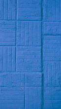 Decorative Vertical Blue Painted Wall With Square And Strips Background Texture