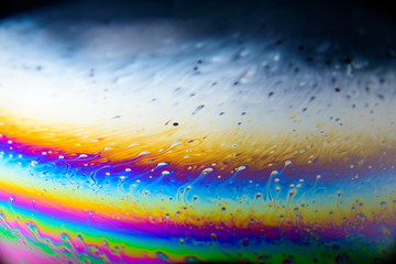 Macro photo of a rainbow soap bubble