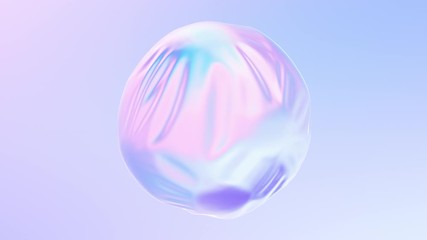 Wall Mural - 3d animation of spheres inside liquid shape. iridescent ripples and movements on fluid surface. 4k s
