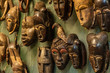 Ornamental African masks on sale in a market