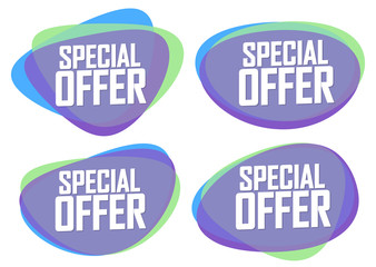 Set Special Offer bubble banners design template, sale tags, app icons, vector illustration