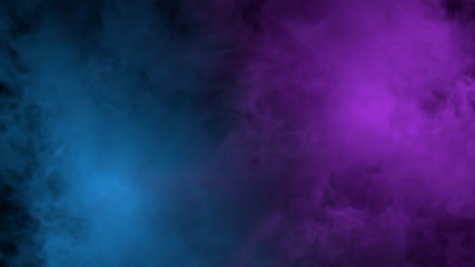 Abstract clouds of misty colorful smoke texture 3d background. Realistic purple and blue fog. Colored smoke. 3d rendering.