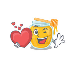 Sticker - Romantic honey cartoon picture holding a heart