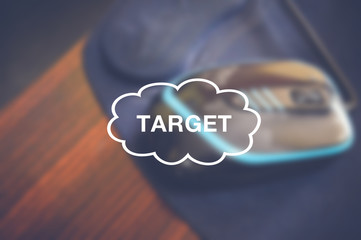 Target word with blurring business background