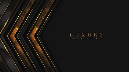 Luxury Gold Background with black metal texture in 3d abstract style. Illustration from vector about modern template design for strong feeling and technology and futurism.