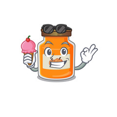 Sticker - happy face peach jam cartoon design with ice cream