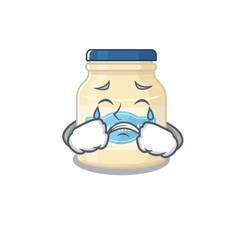 Wall Mural - Mayonnaise cartoon character concept with a sad face