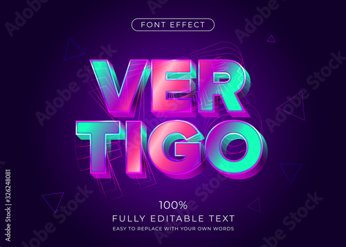 Fotomural Modern vibrant 3d text effect. Editable font style