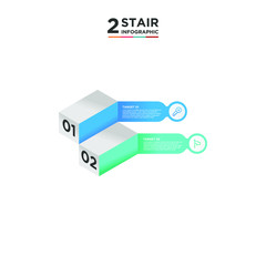 2 stair step timeline infographic element. Business concept with two options and number, steps or processes. data visualization. Vector illustration. isolated white background