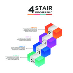 Wall Mural - 4 stair step timeline infographic element. Business concept with four options and number, steps or processes. data visualization. Vector illustration.