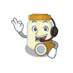 Canvas Print - Happy coconut butter mascot design style wearing headphone