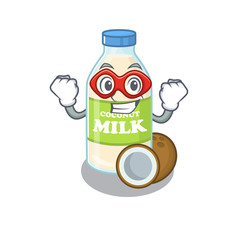 Poster - A cartoon concept of coconut milk performed as a Super hero