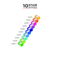 Wall Mural - 10 stair step timeline infographic element. Business concept with ten options and number, steps or processes. data visualization. Vector illustration.