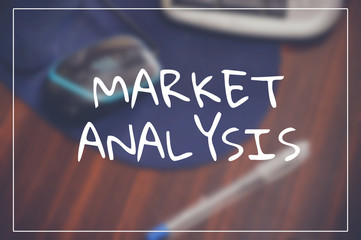 market analysis word with business blurring background