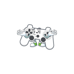 Sticker - A comical Grinning white joystick cartoon design style