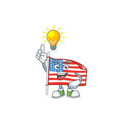 Wall Mural - Smart USA flag with pole cartoon character has an idea