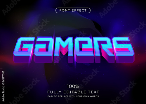 Fotografía 3d futuristic gamers text effect. Editable font style