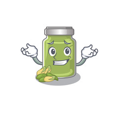 Sticker - cute Grinning pistachio butter mascot cartoon style