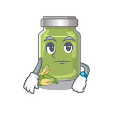 Poster - cartoon character design of pistachio butter on a waiting gesture