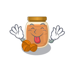 Sticker - Funny walnut butter mascot design with Tongue out