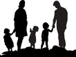 family silhouettes isolated on white background